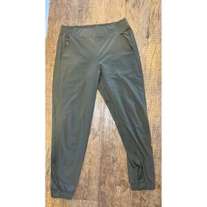 Athleta Brooklyn Jogger Pants Olive Green Elastic Waist Zipper Pockets Size 12